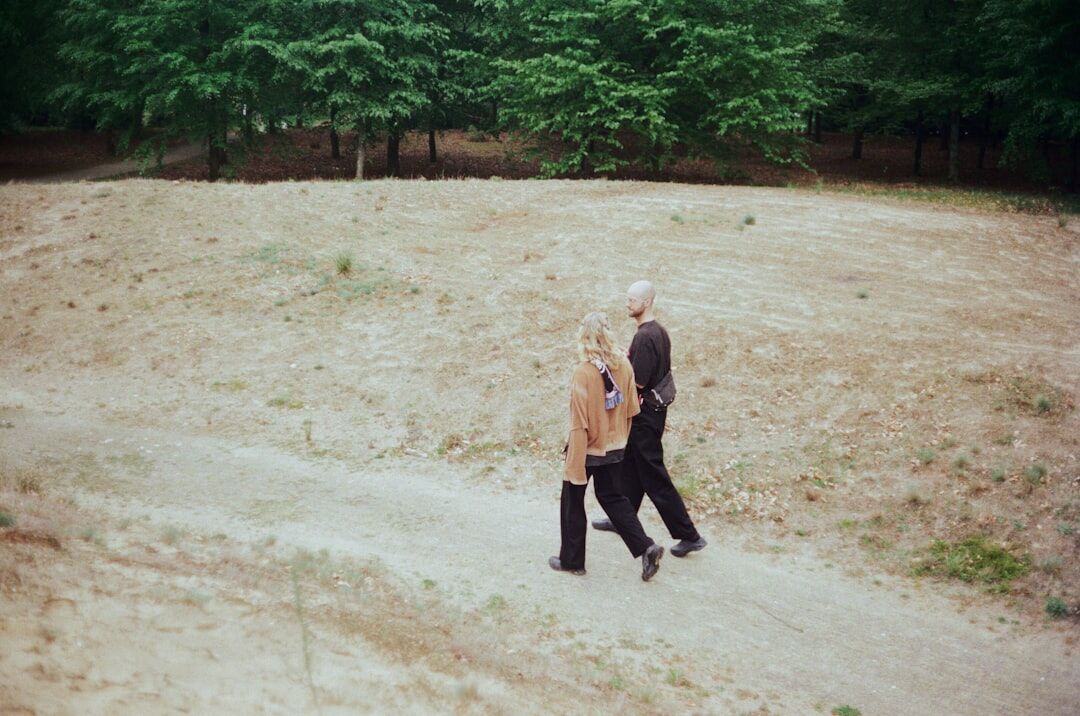 seniors walking in nature park
